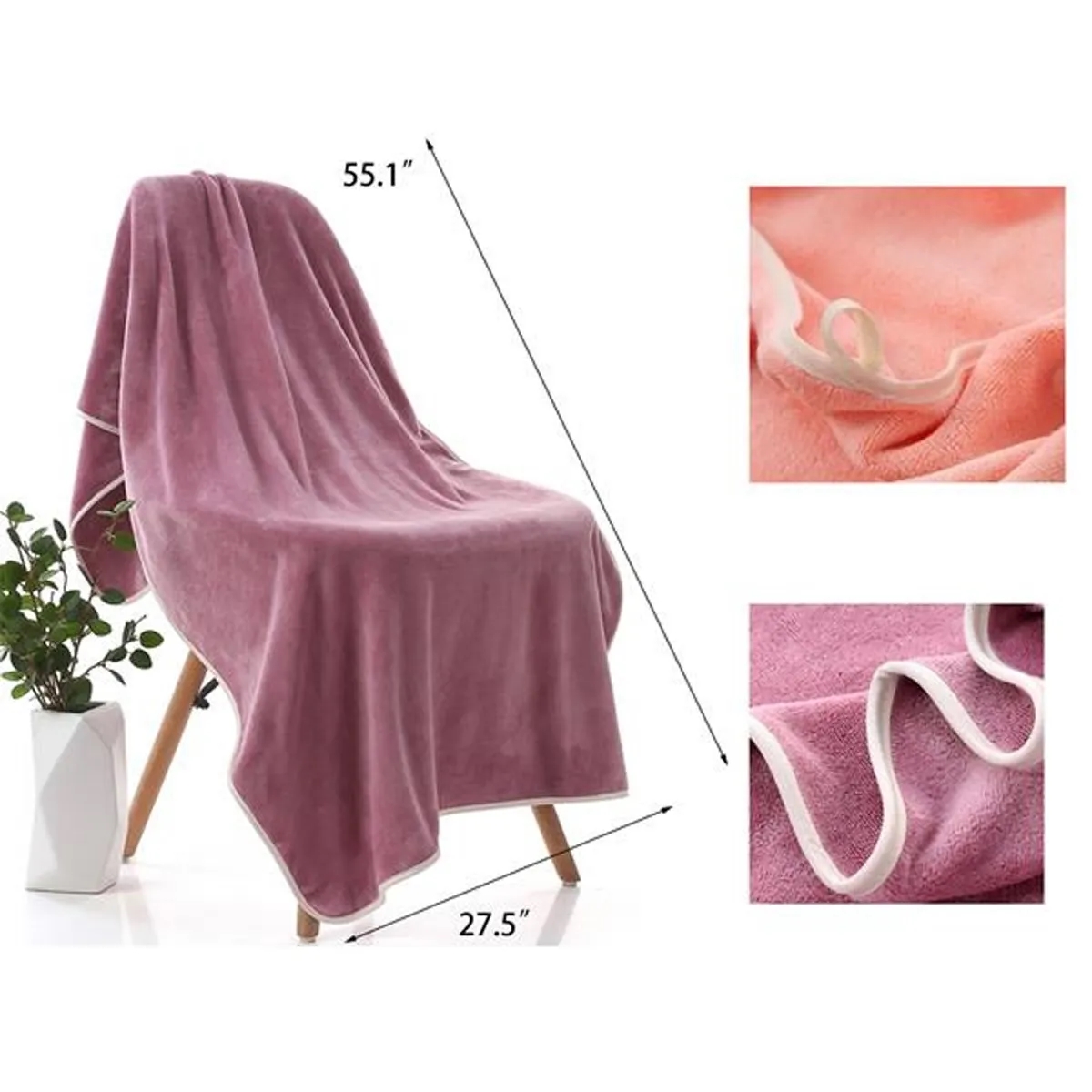 Coral Velvet Pure Color Soft Customed Beach And Bath Towel 2