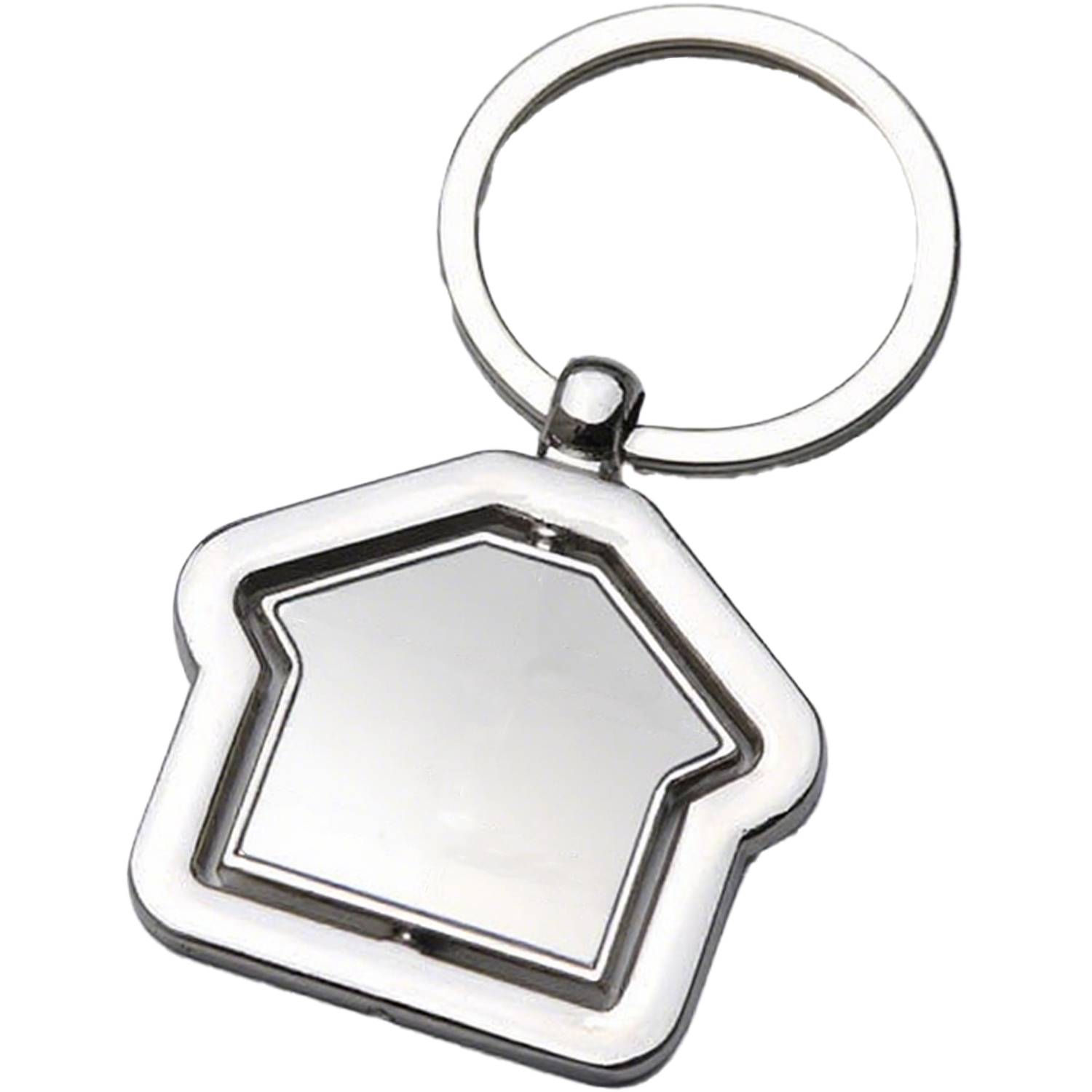 House-Shaped Double Sided Rotating Metal Keychain 2