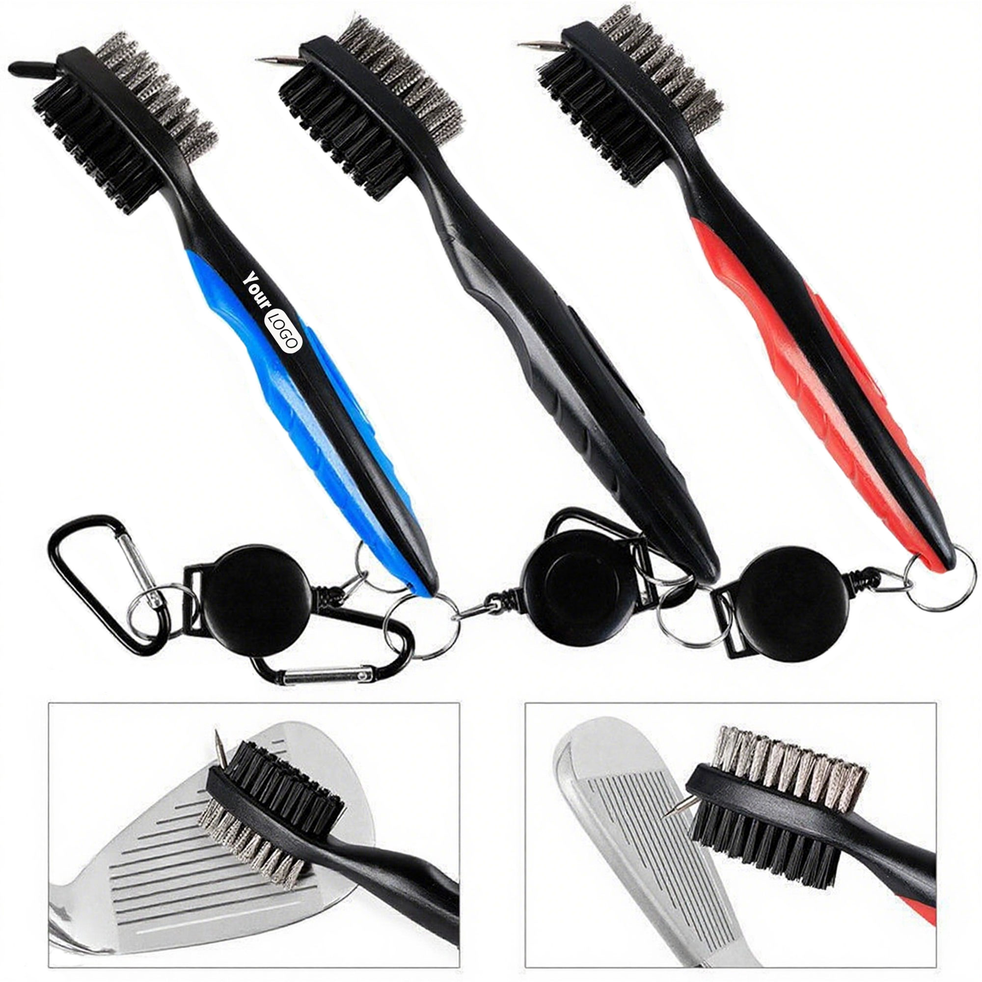Dual-Sided Golf Club Cleaning Brush With Clip 2