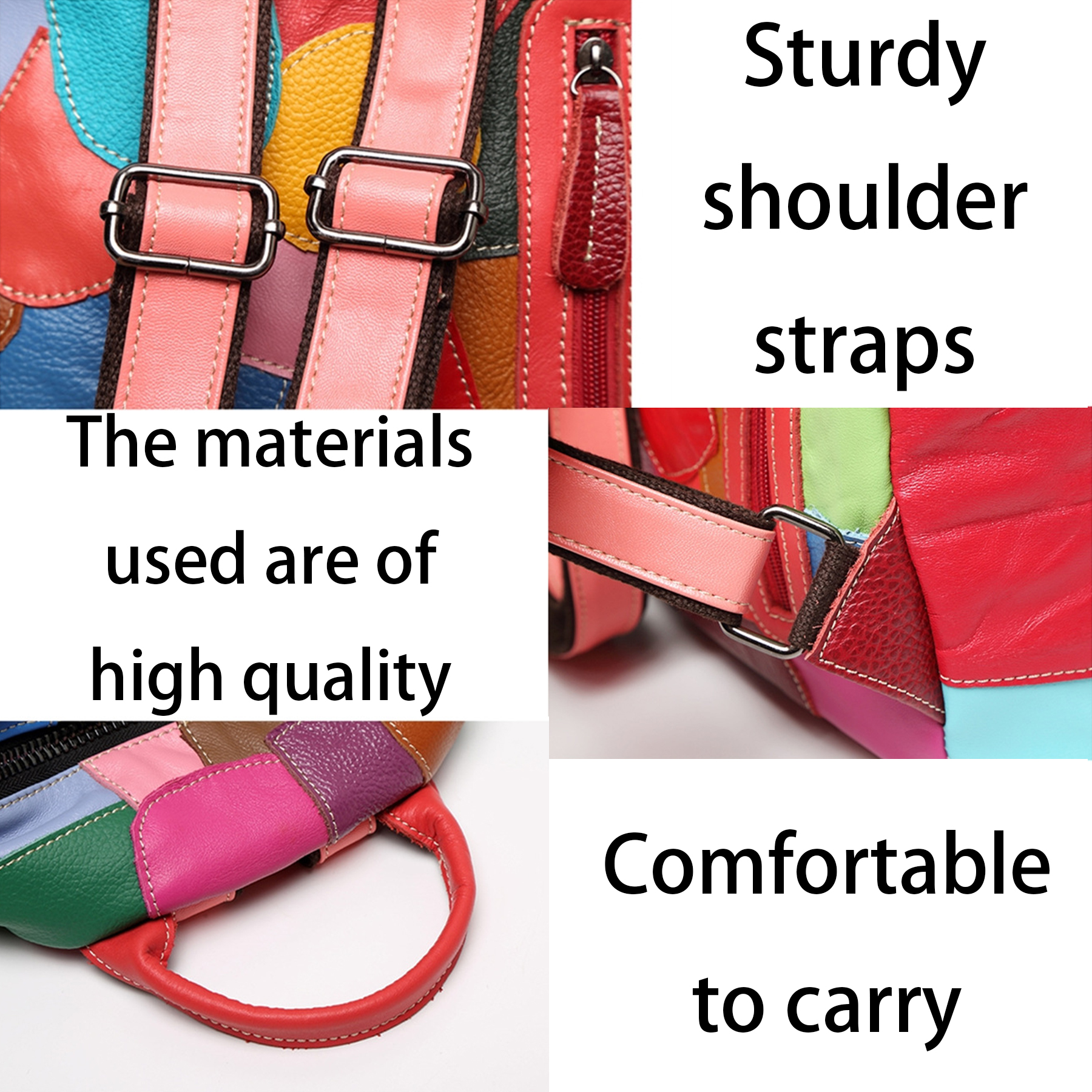 Genuine Leather Large capacity paneled backpack for women 2