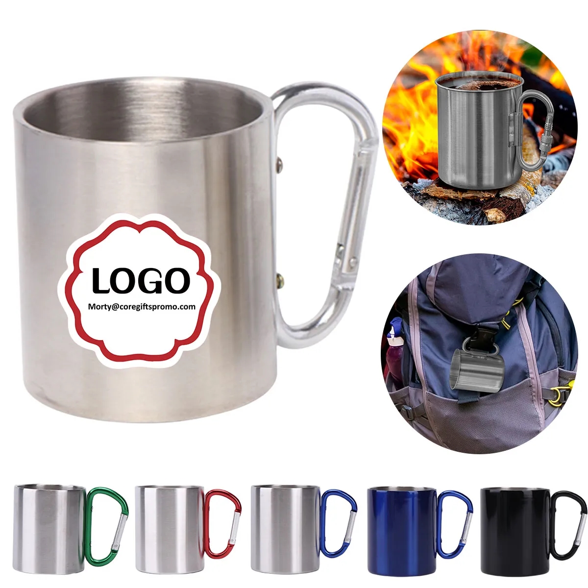 Stainless Steel Mug With Carabiner Hook 3