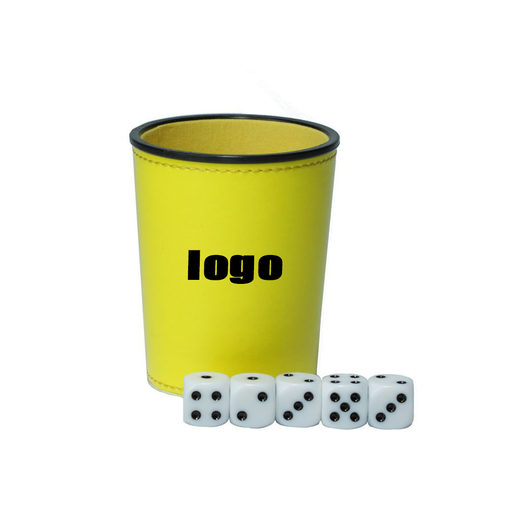 PU Leather Dice Cup with 5 Dices 3