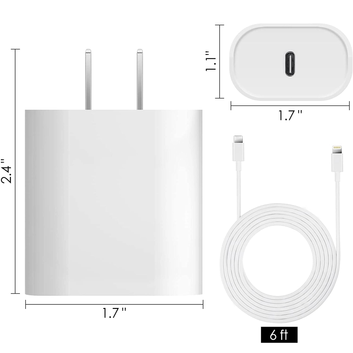 USB C 20W PD Fast Charger with 6FT C to Type C Adapter 8