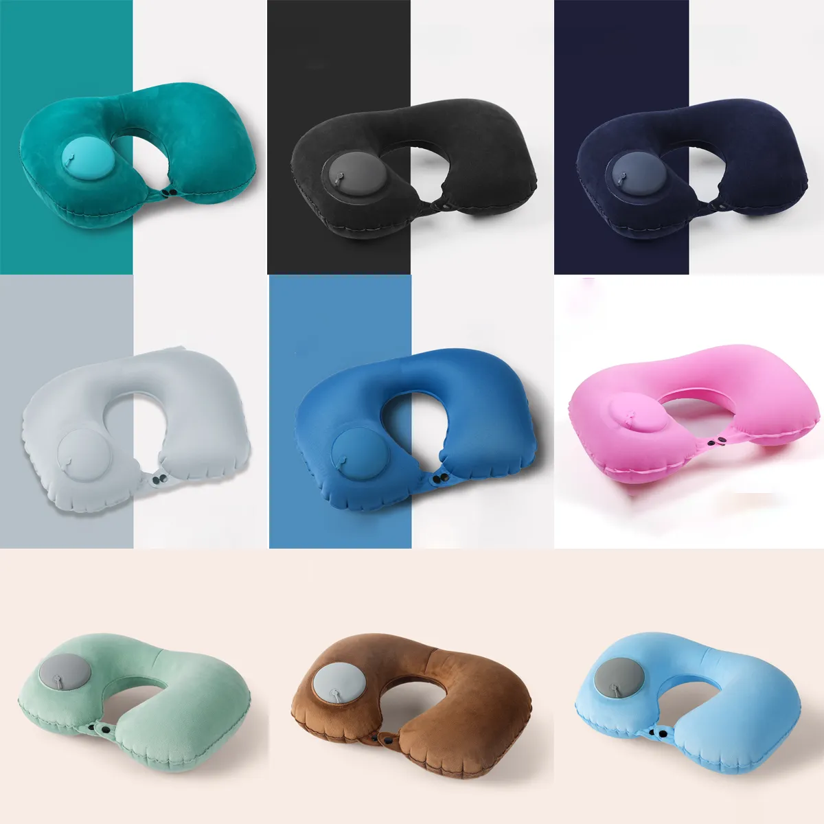 Inflatable Travel Neck Pillow U-Shape Headrest w/ Air Valve 3
