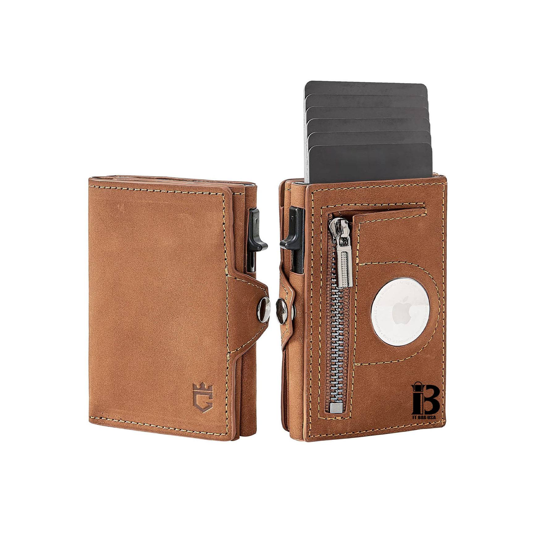 Genuine leather Mens Wallet Tag Anti-theft Card Case 3