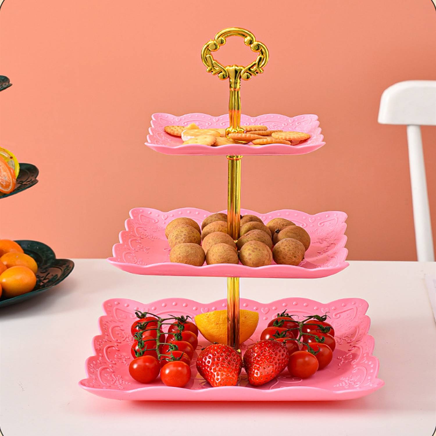 Three Layers Dim Sum Rack Plastic Wedding Dried Fruit Tray 2
