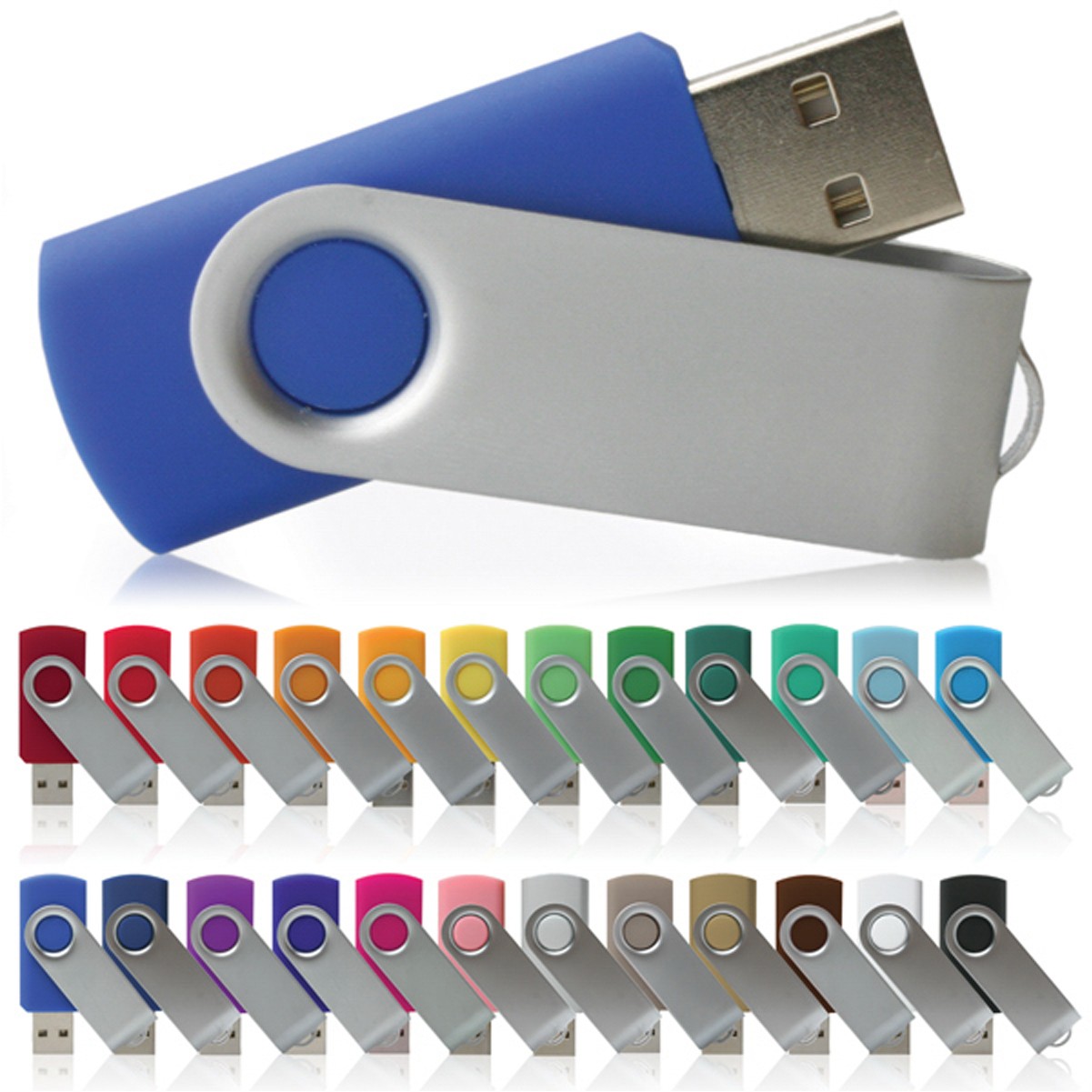 Plastic USB Flash Drive W/ Metal Swivel Cover (1GB) 13