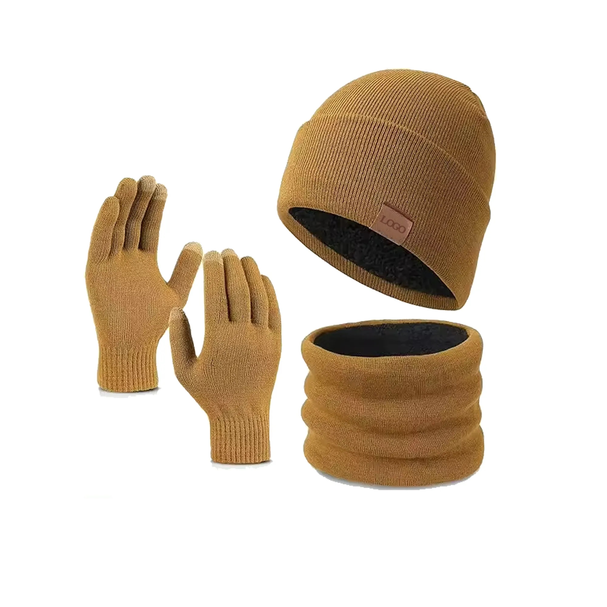 3 In 1 Beanie Hat Scarf Gloves Set 2