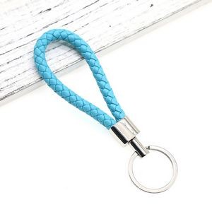 Chic Weaved PU Leather Keychain With Golden Buckle 1