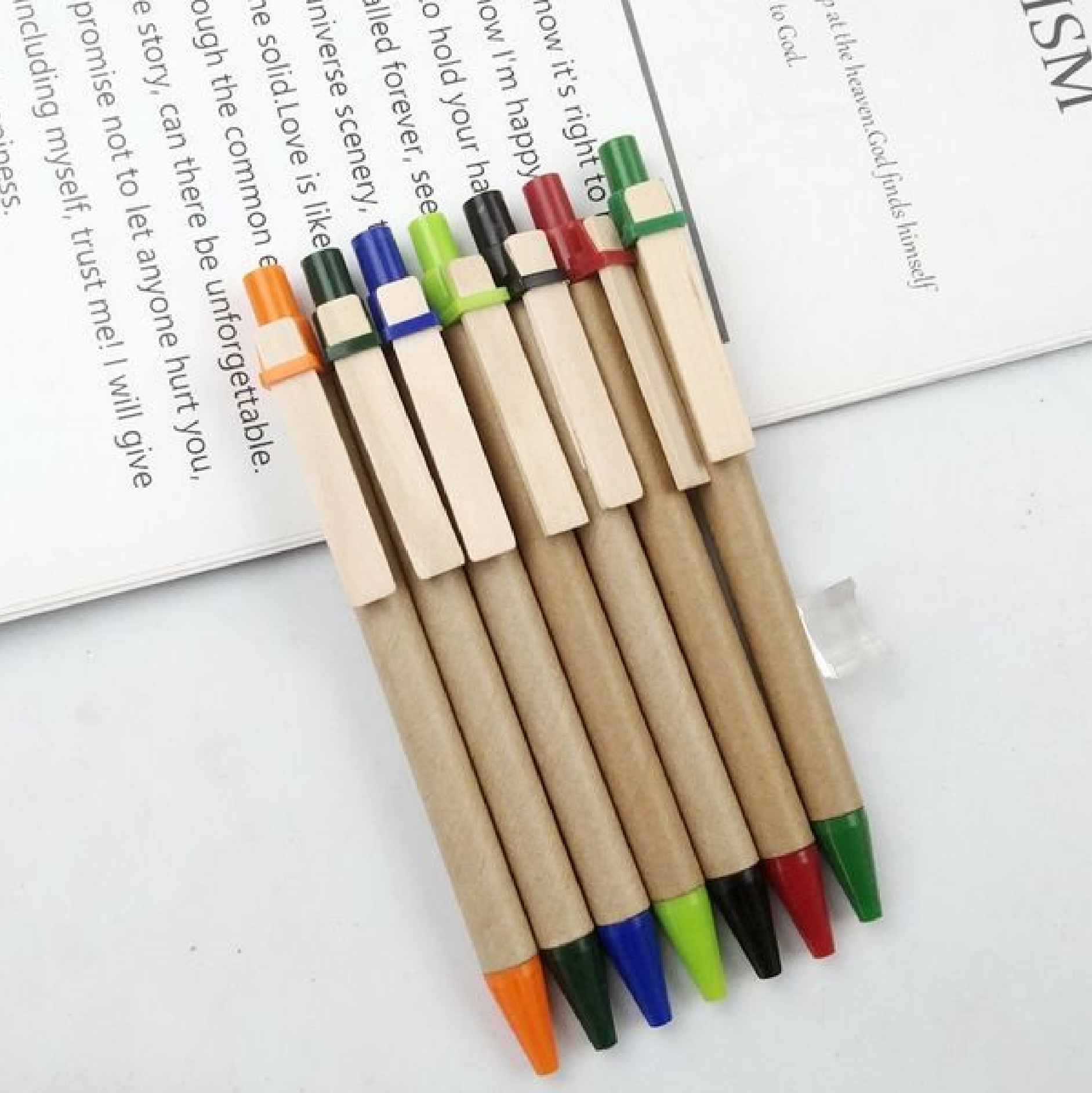 Eco-friendly Recycled cardboard pen with bamboo clip