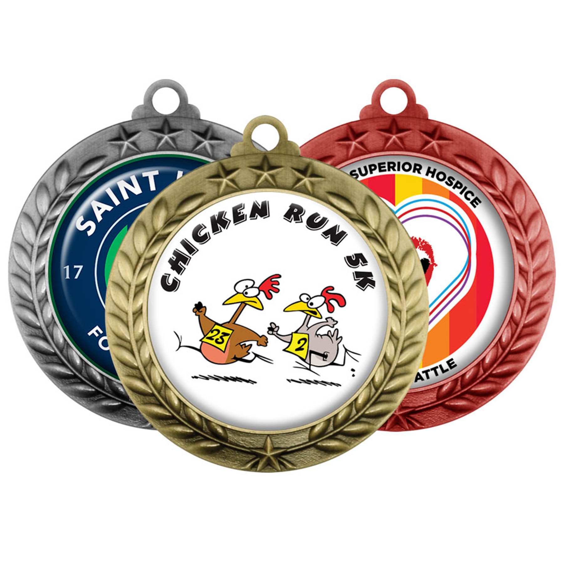Digistock Medals: 3 Star Top & Laurel Wreath Pattern2" DIA 3
