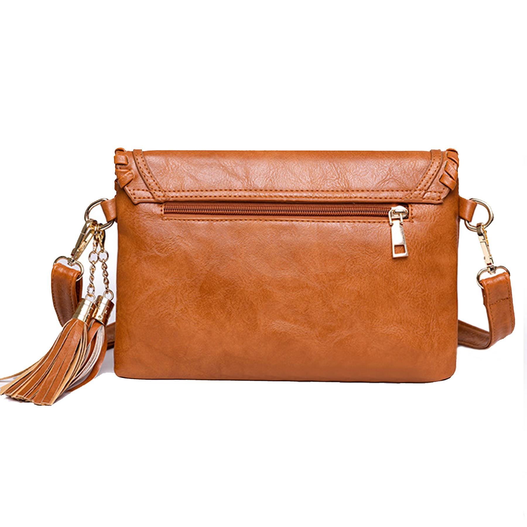 Women's PU Leather Envelope Purse Messanger Bag With Tassels 7