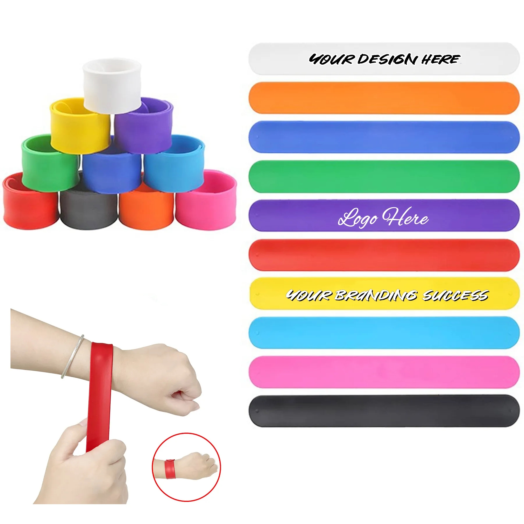 Silicone Slap Ring Advertising Wristband Snap Bracelet 2
