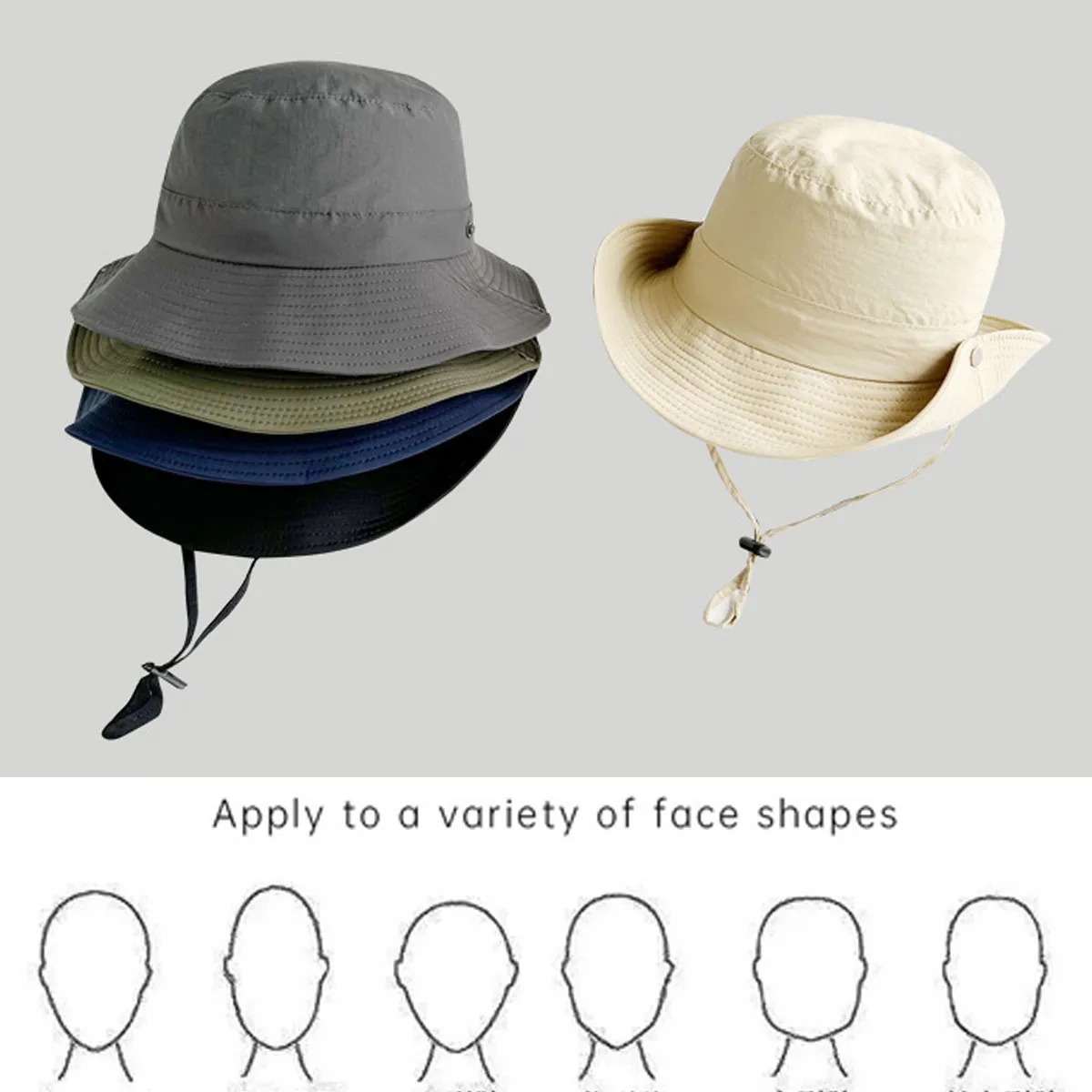 String Brim Sun Protection Outdoor Camping Summer Bucket Hat 5