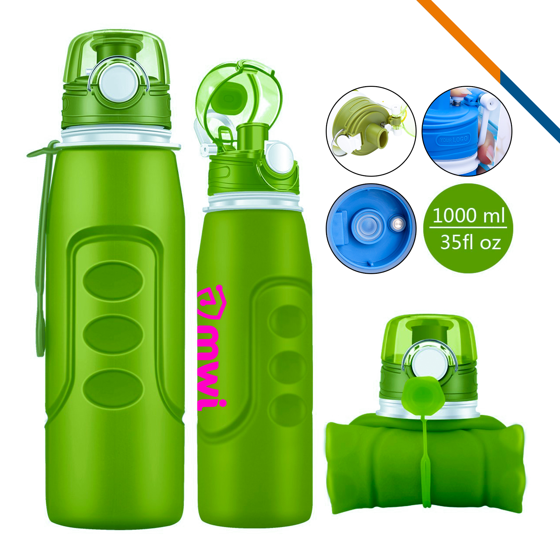 H2O Collapsible Water Bottle X-LG (1000ml) 6