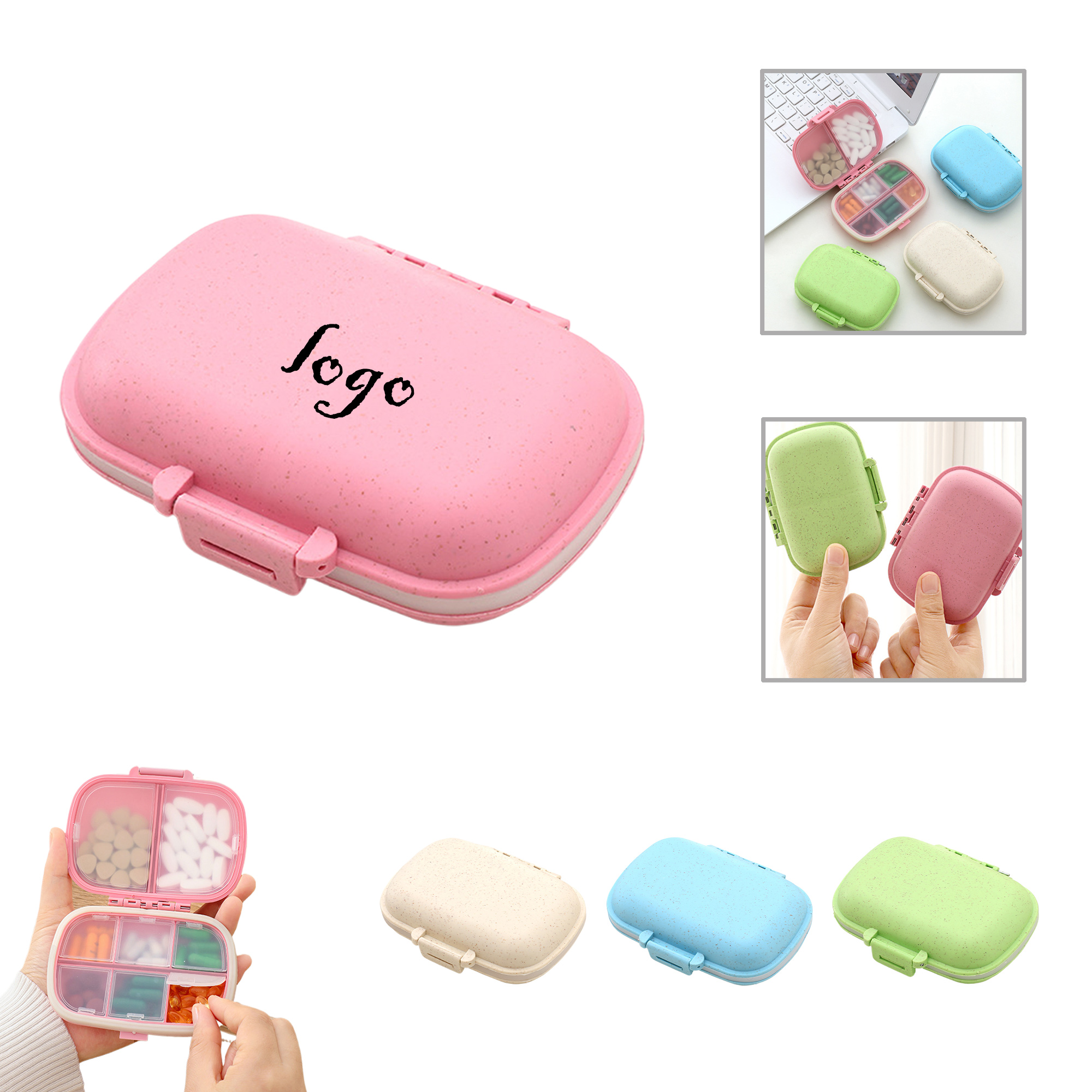 MOQ200 Waterproof Weekly 8-Section Pill Organizer Box 4