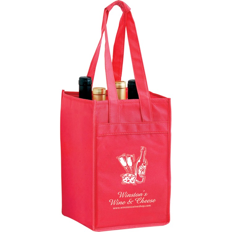 Non-woven 4 Bottle Wine Bag 5