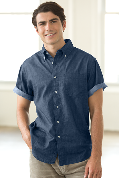 Men's Short-Sleeve Hudson Denim Shirt 18