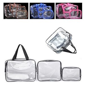Waterproof Clear PVC Round Cosmetic Bag With Stitched Zipper 4