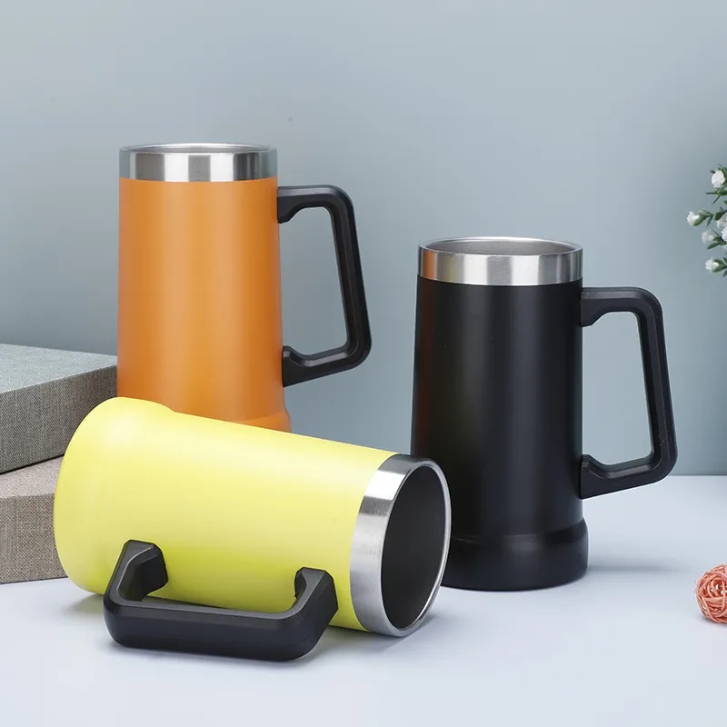 Customized stainless steel minimalist beer mug with handle 3