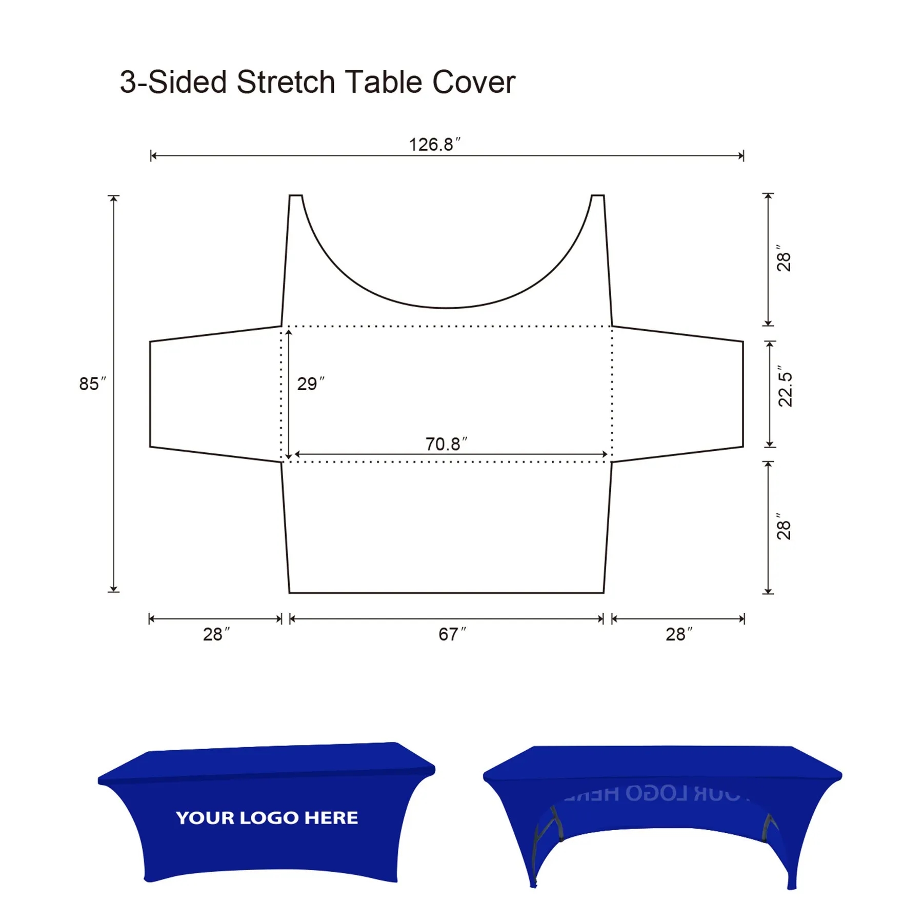 3-Sided/Open-Back - Full Dye Sub 6ft Table Cloth 3