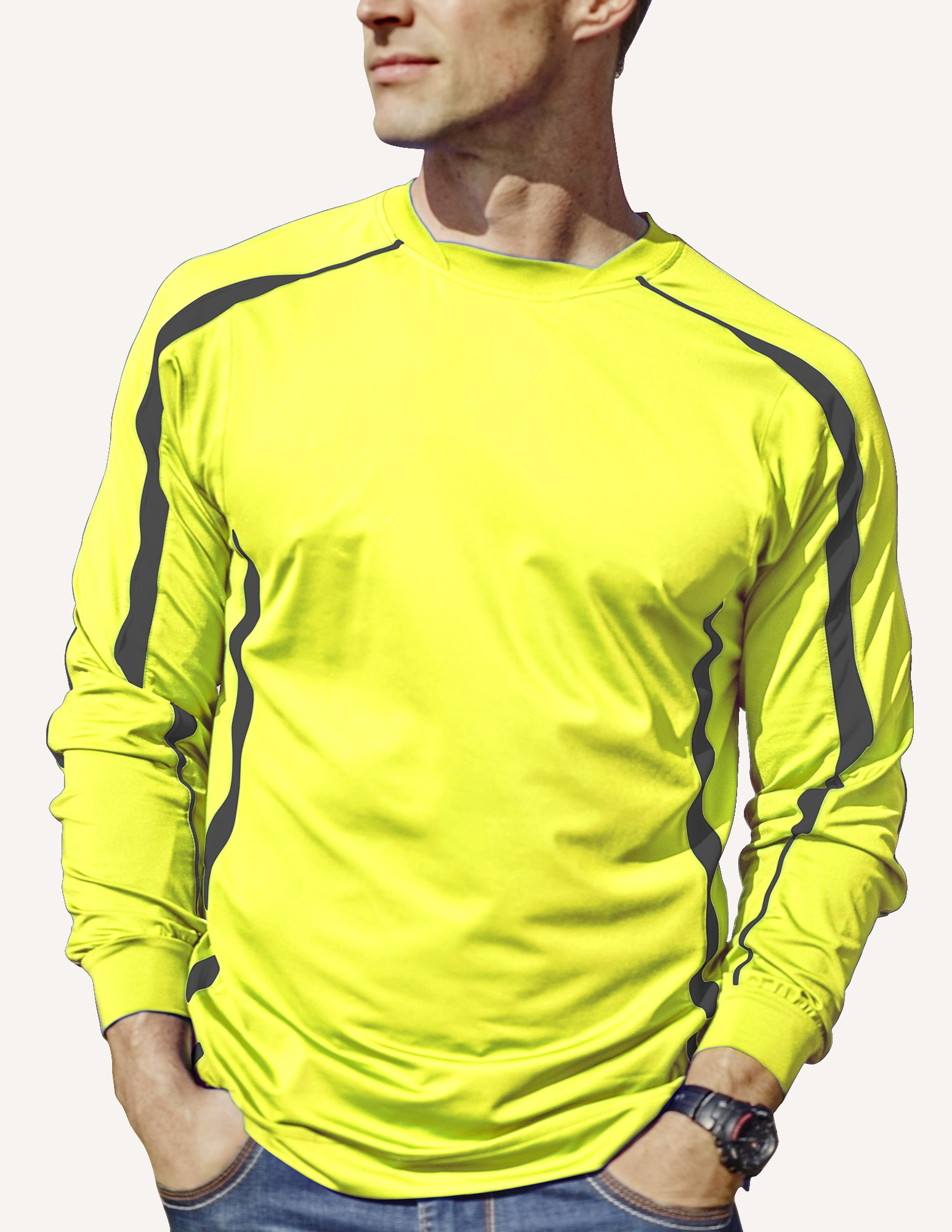 Men's Allsport Long Sleeve Double Crescent Crew Neck Shirt 21