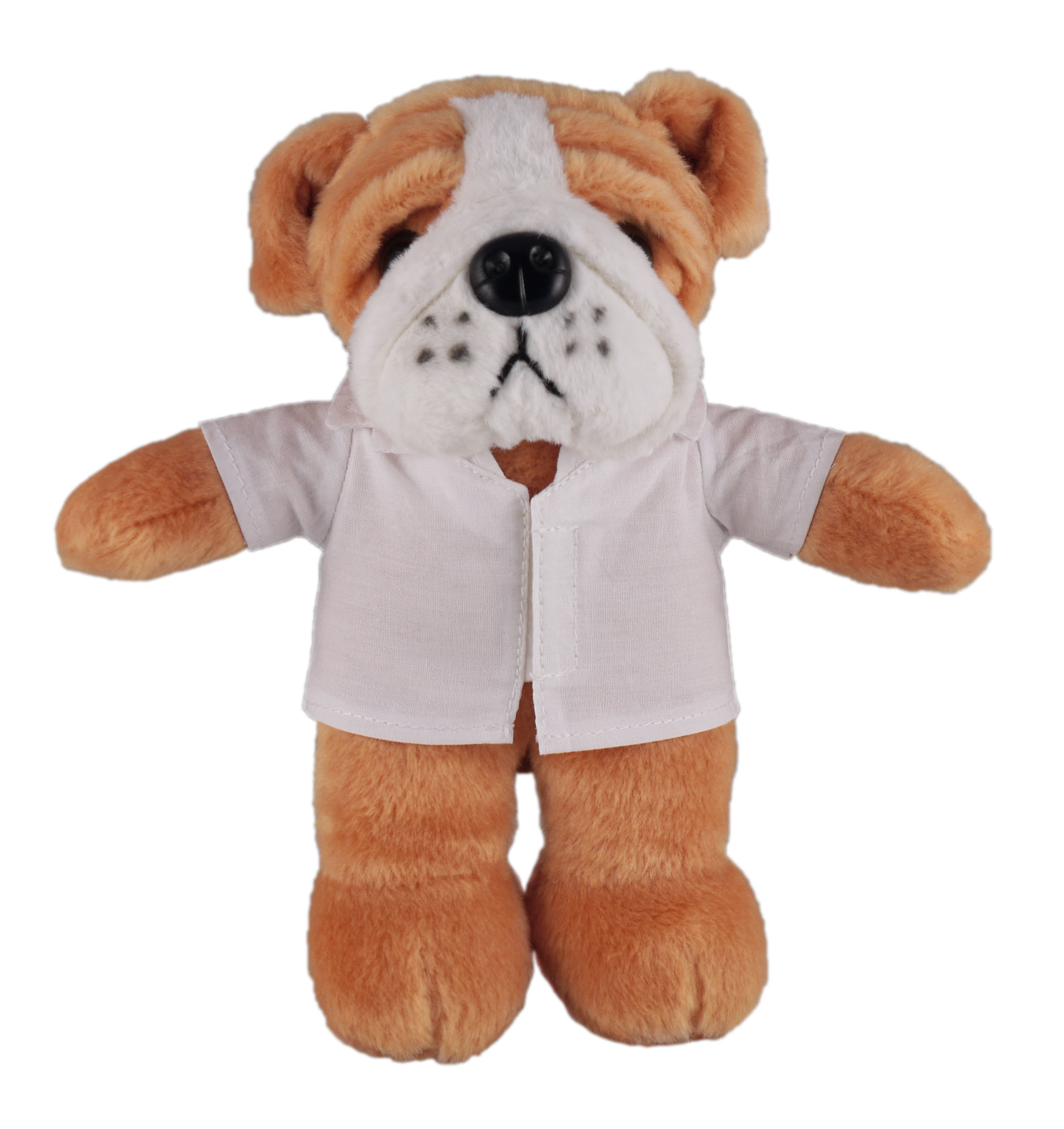 Soft Plush Stuffed Bulldog in doctor's jacket.