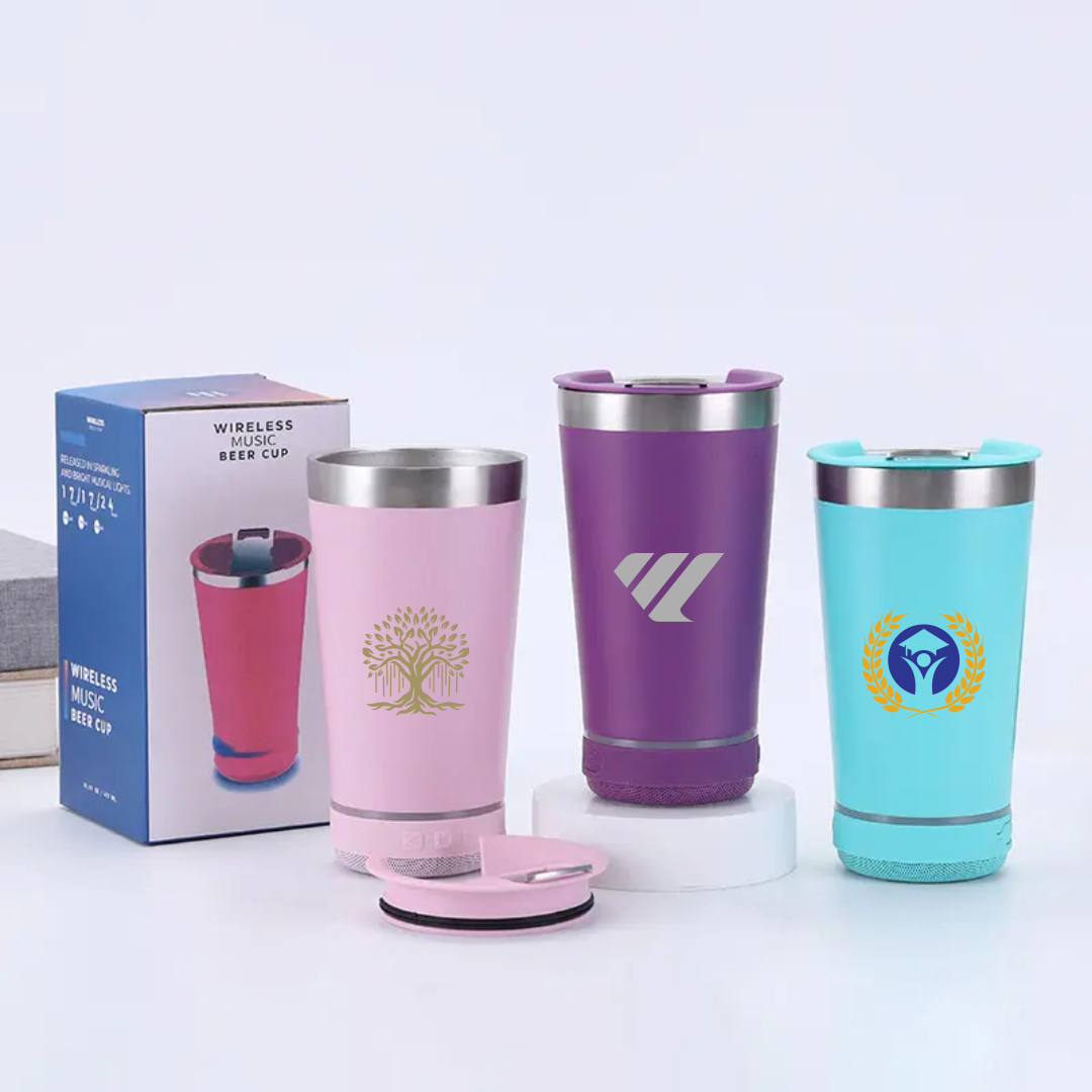 ArticFire 16oz Stainless Steel Tumbler with Wireless Bluetooth Speaker Base & Bottle Opener Cap 11
