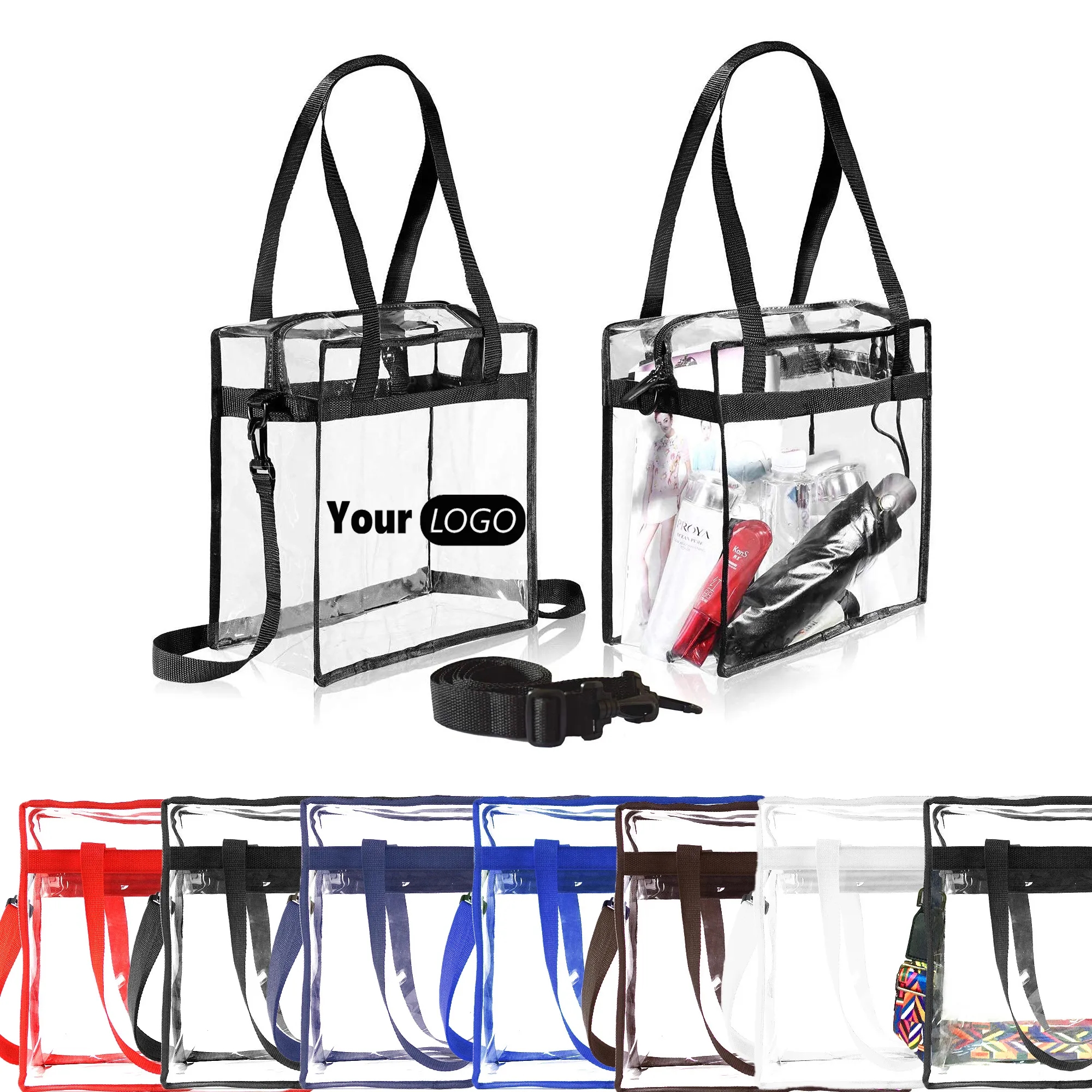 Clear PVC Bag Stadium Approved Tote With Adjustable Strap 2