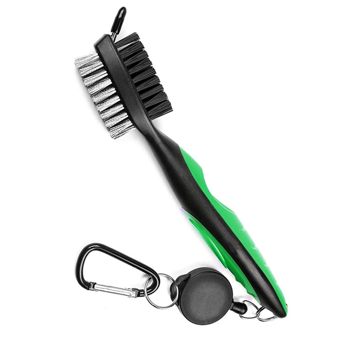 Golf Club Cleaning Brush with Retractable Aluminum Carabiner 1