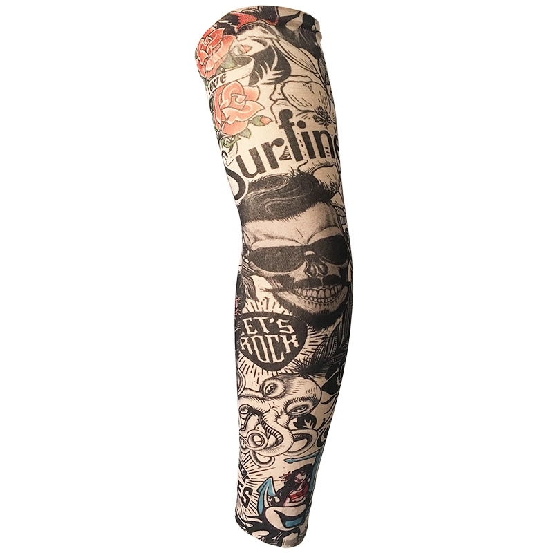 Outdoor sunscreen tattoo with stitched flower arm sleeve 5