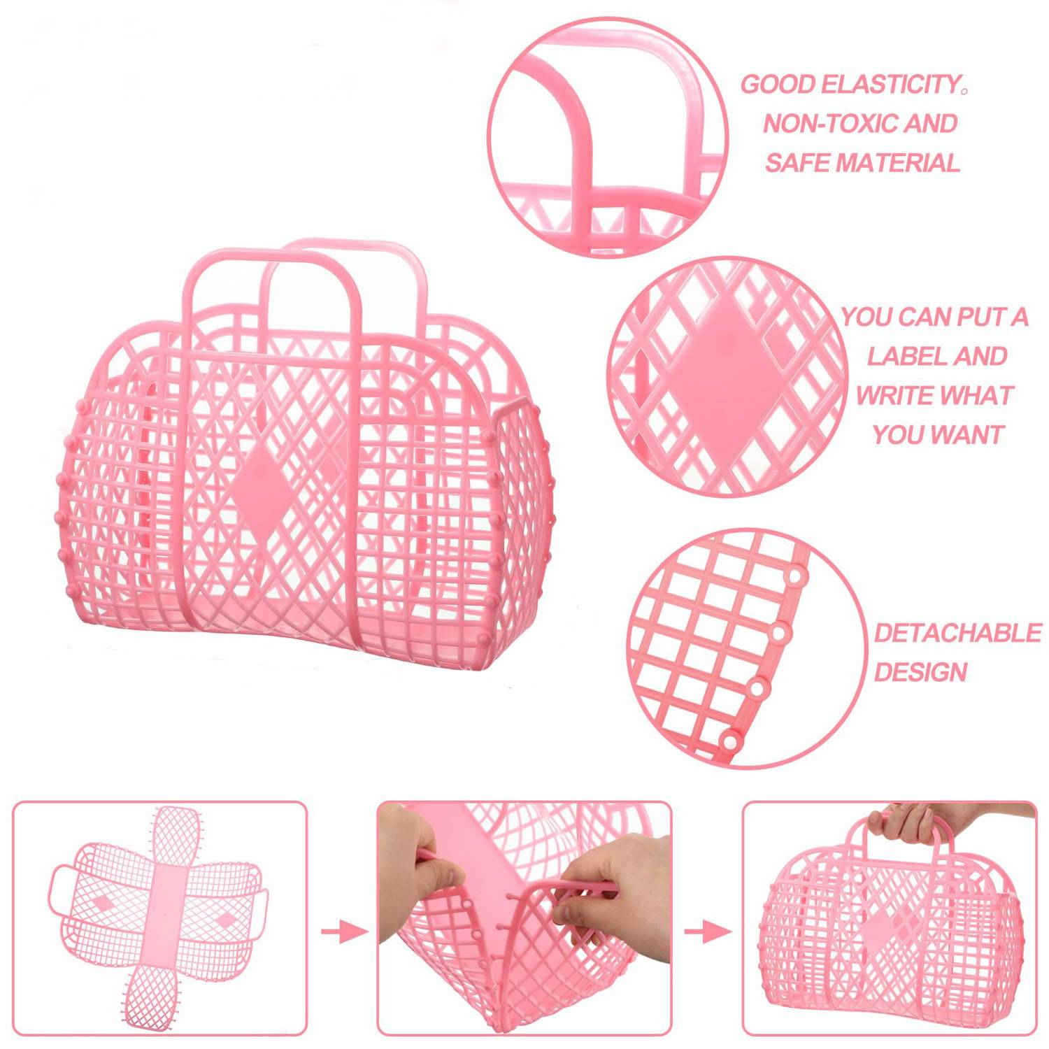 Reusable Hollow Plastic Beach Storage Tote Bag 4