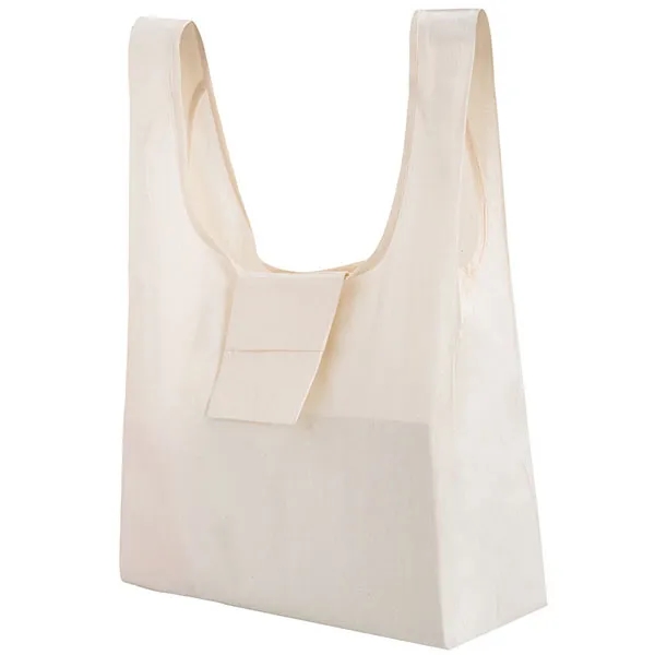 Foldable Cotton Grocery Tote Bag With Pouch, custom tote bag with logo imprint 2