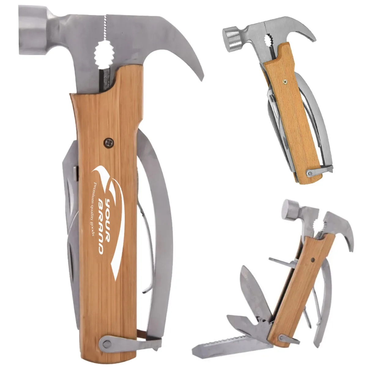 12-in-1 Outdoor Mini Multitool Stainless Steel Wood Hammer 2
