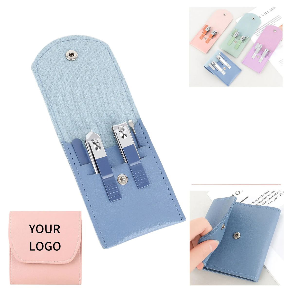 Stainless Steel Nail Kit in Compact Leather Organizer 3