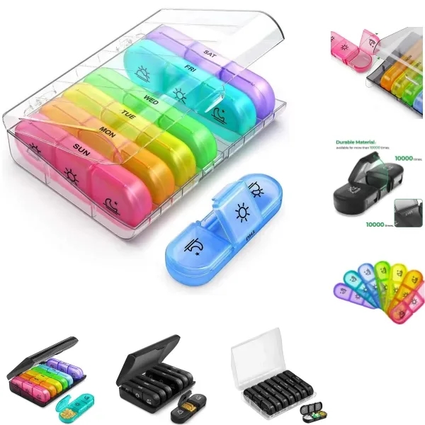 Mini portable light-proof plastic pill weekly storage box 7