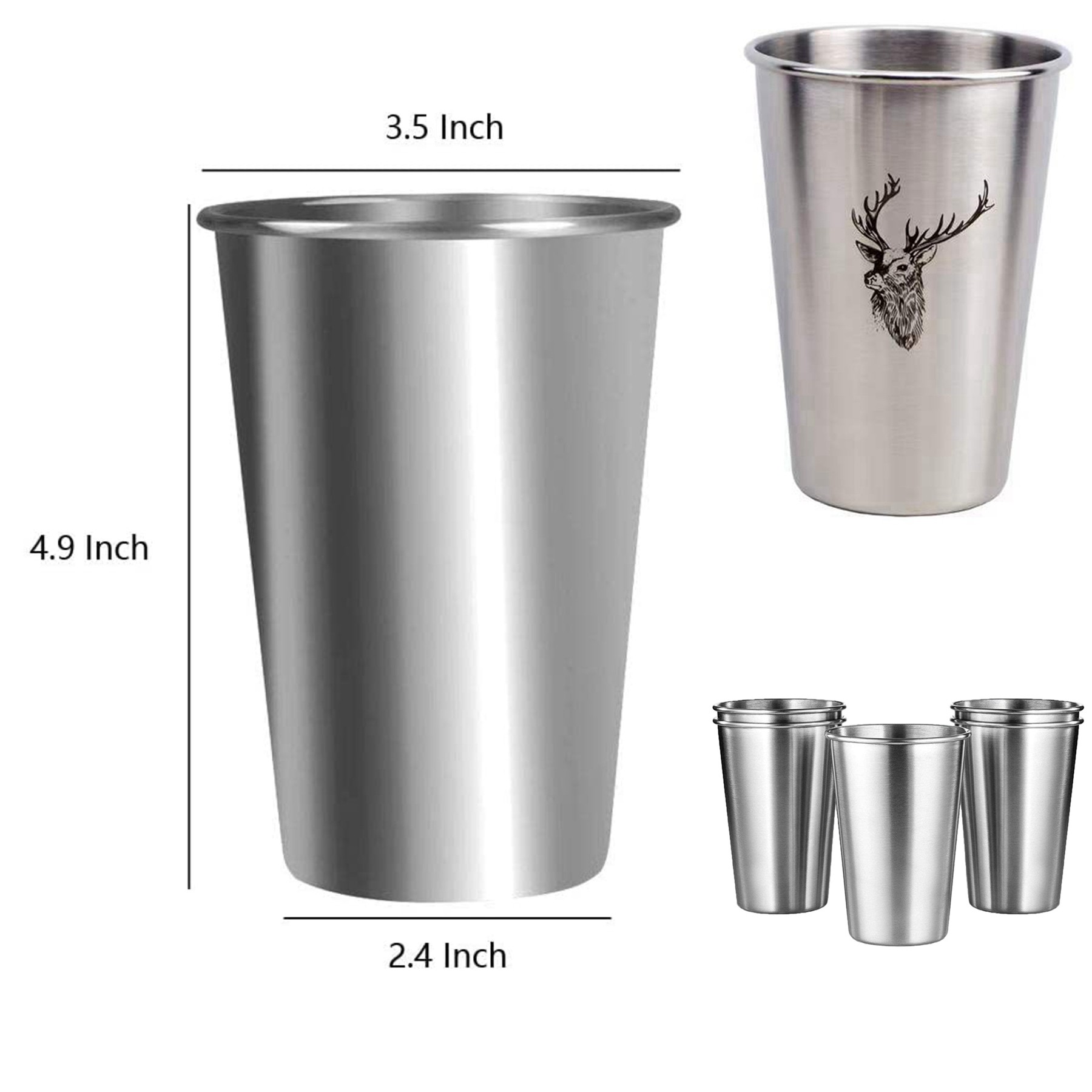 17Oz Camping Stainless Steel Stackable Metal Pint Cup 4
