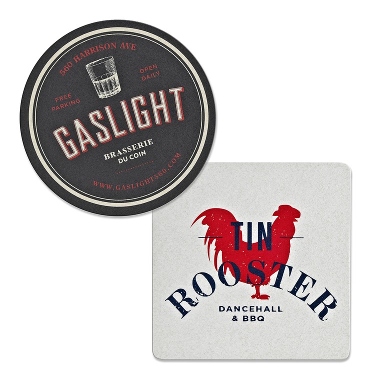 80 Point. 3.5" Pulp Board Coaster - Round or Square 2