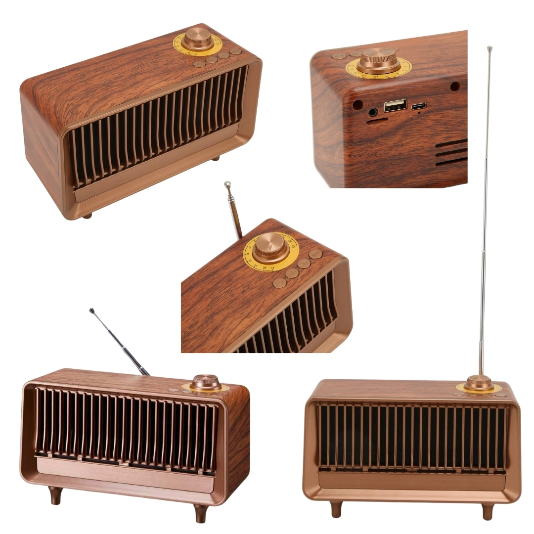 SonicWave Retro Bluetooth Speaker with USB, TF Card, AUX & FM Radio 7