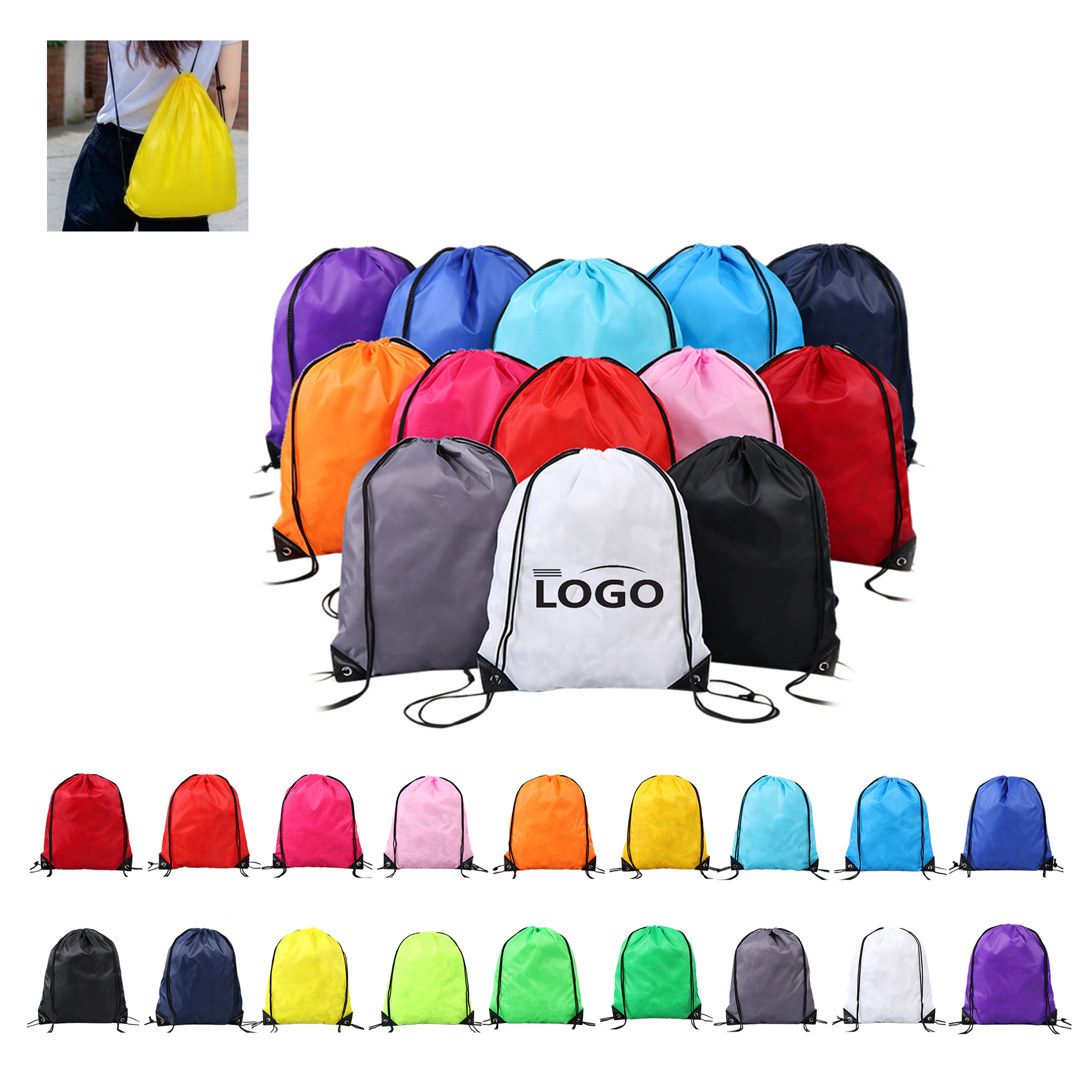 16.54"X13.39" Drawstring Non-Woven Bag Fitness Backpack 1