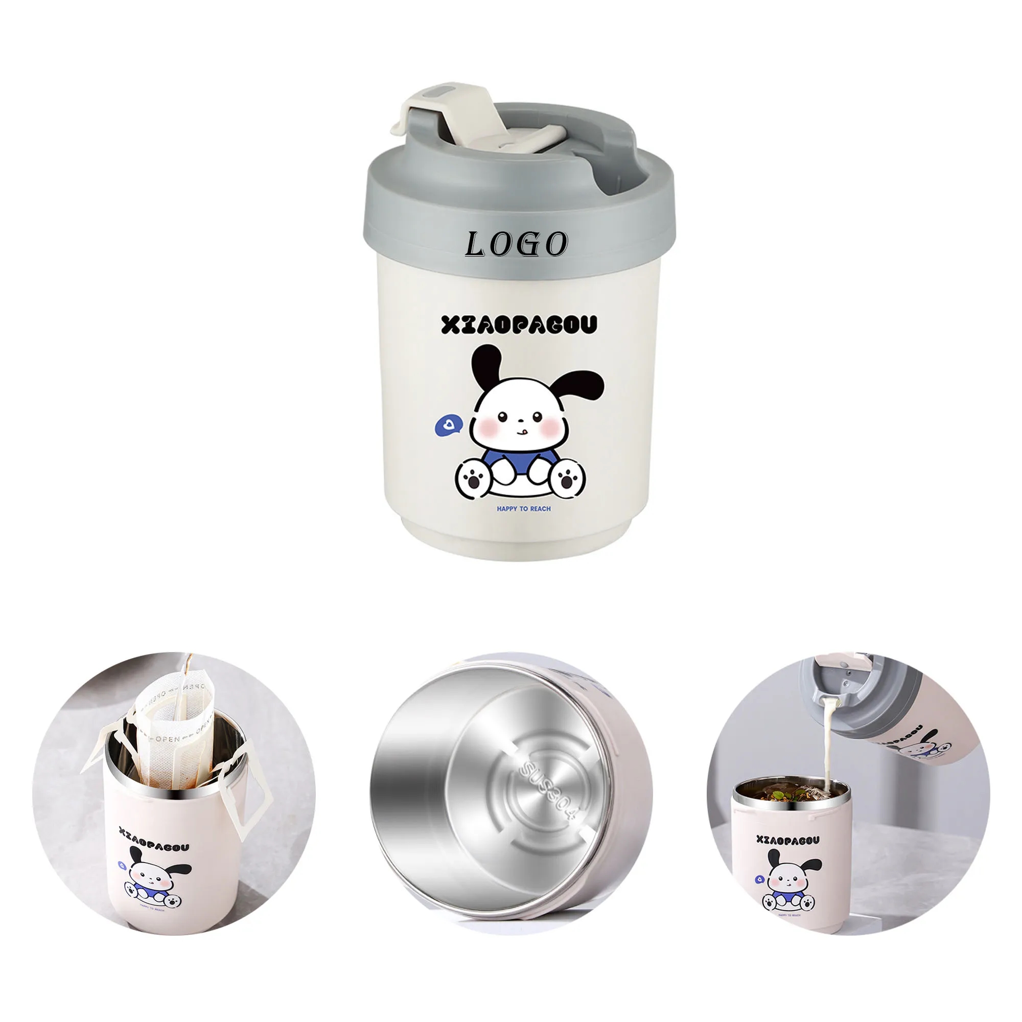 Stainless Steel Water Cup With Logo For Drinking, Coffee