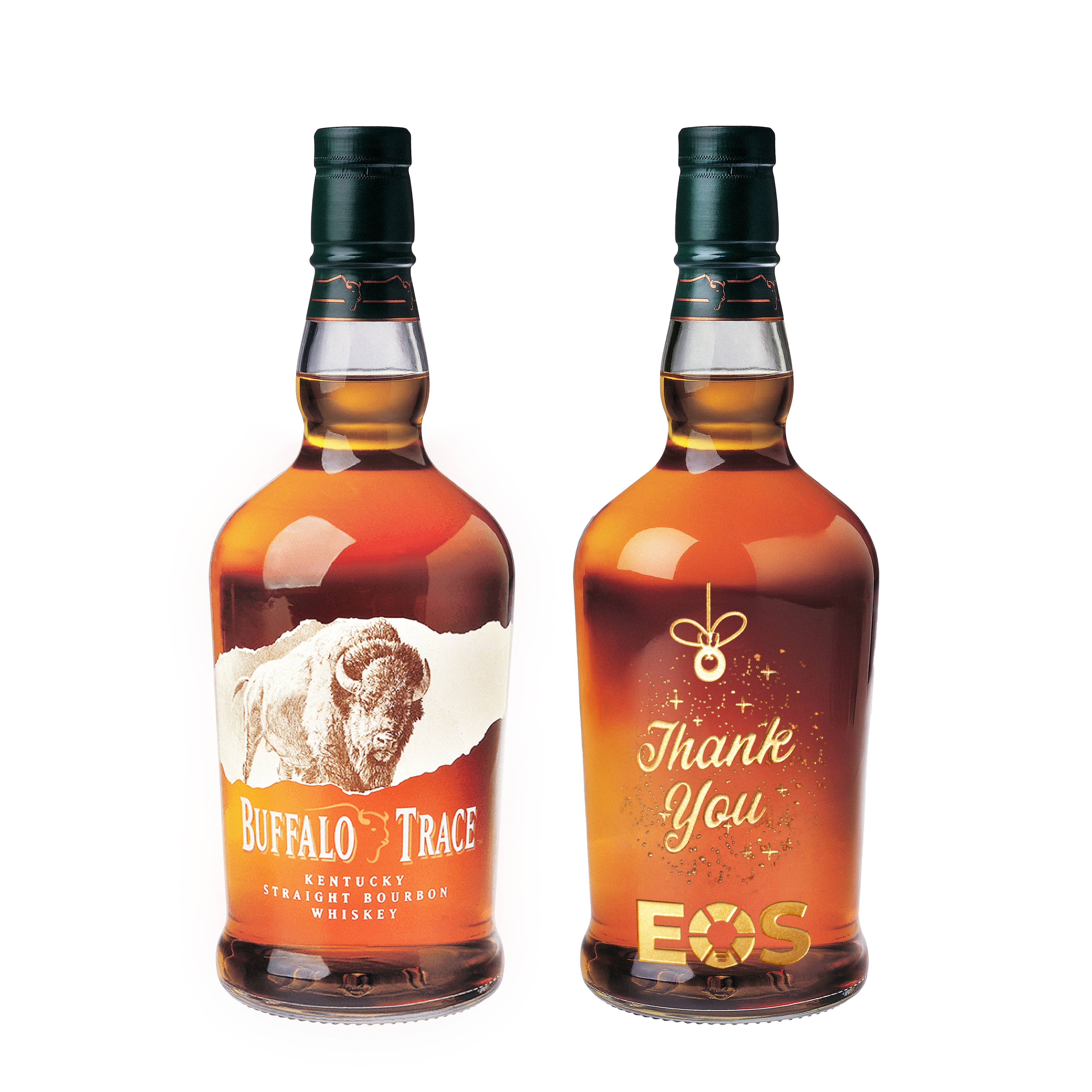 Etched Buffalo Trace Bourbon Liquor Bottle 2