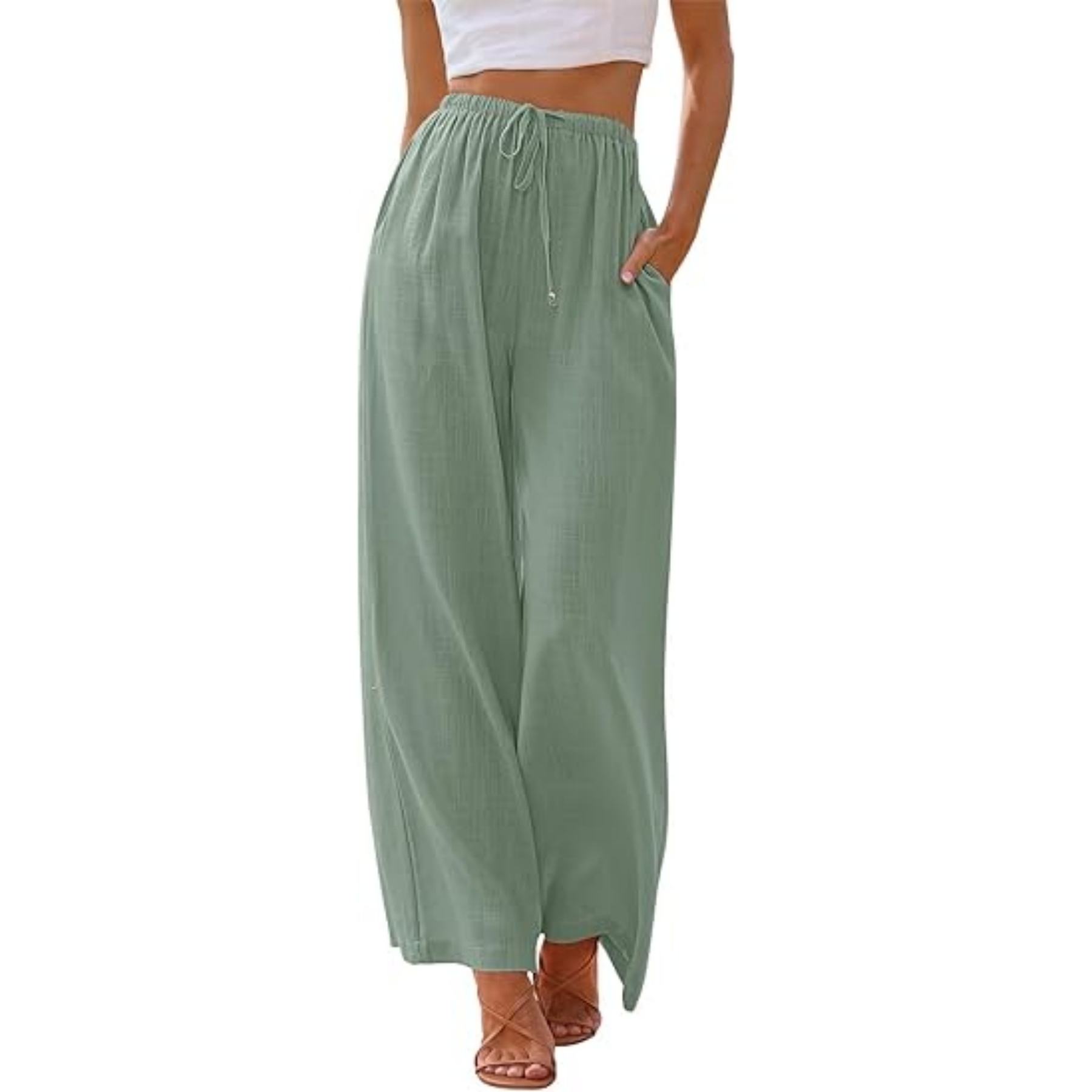 Women's Linen Summer Palazzo Pants 17