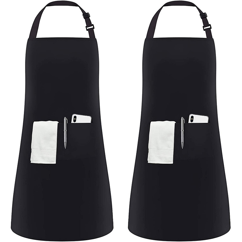 Adjustable Bib Waterdrop Resistant Kitchen Aprons w/ 2 Pocke 4