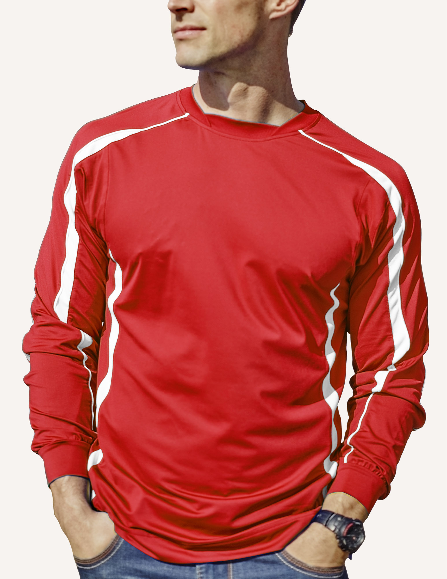 Men's Allsport Long Sleeve Double Crescent Crew Neck Shirt 22