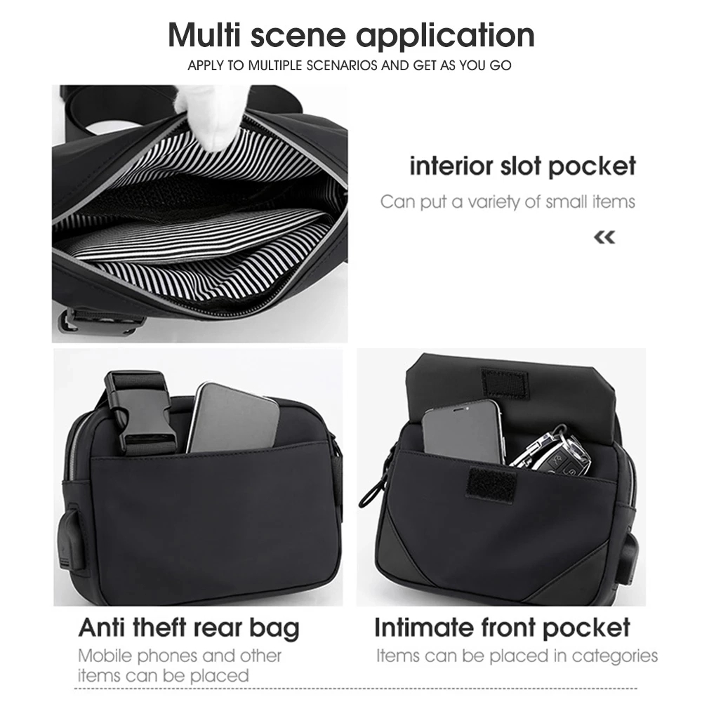 Solid color coated Oxford crossbody bag 2