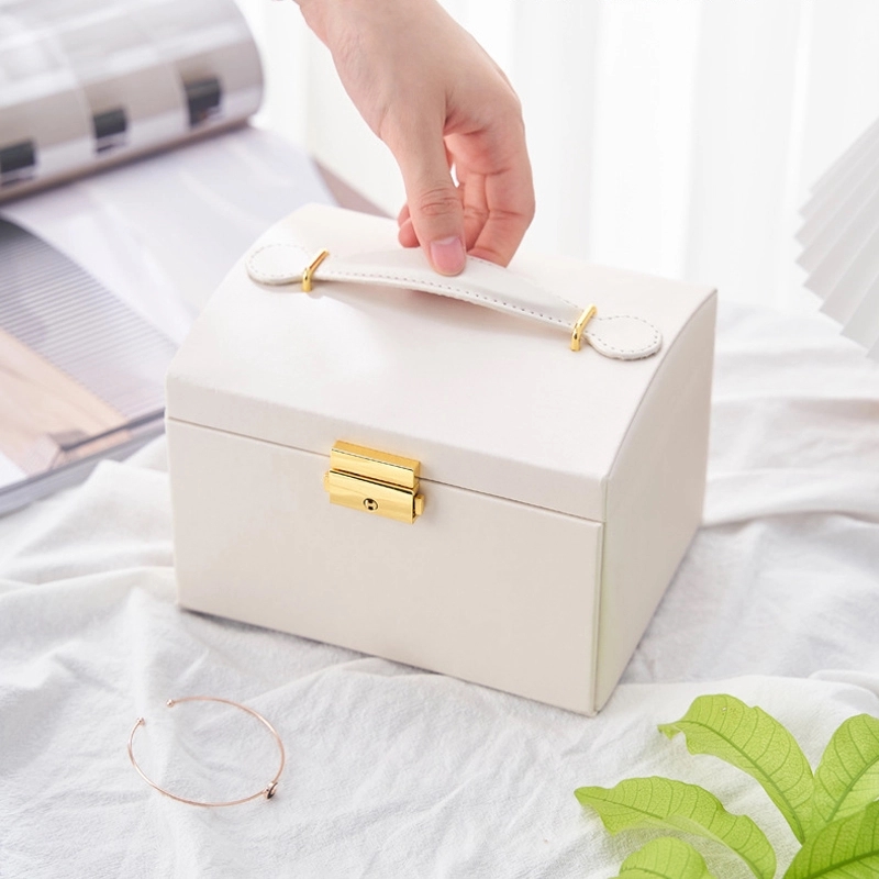 Custom 3-Layer PU Jewelry Organizer Box with Mirror / Hook 17