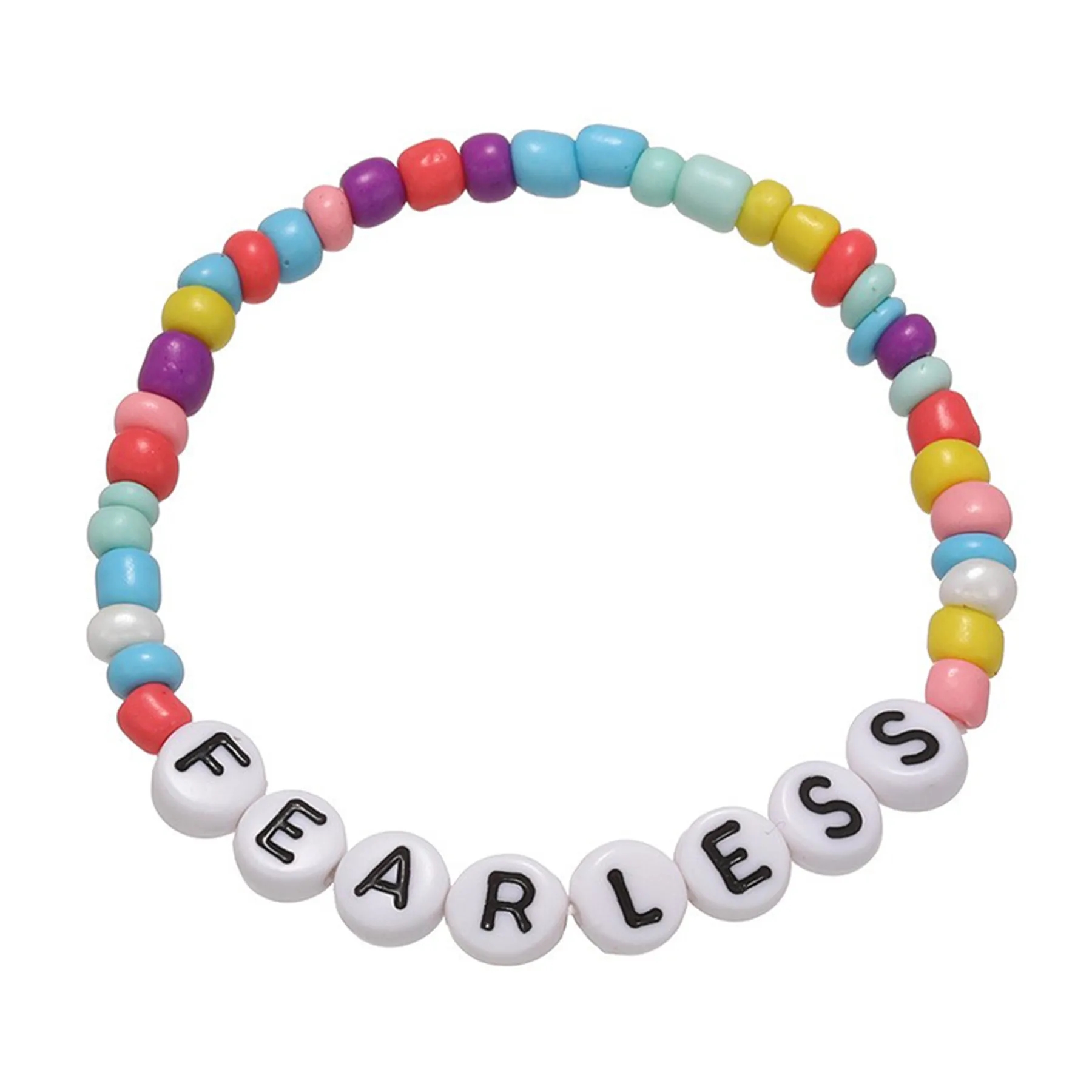 Beaded Letter Beads Elastic Bracelet 13