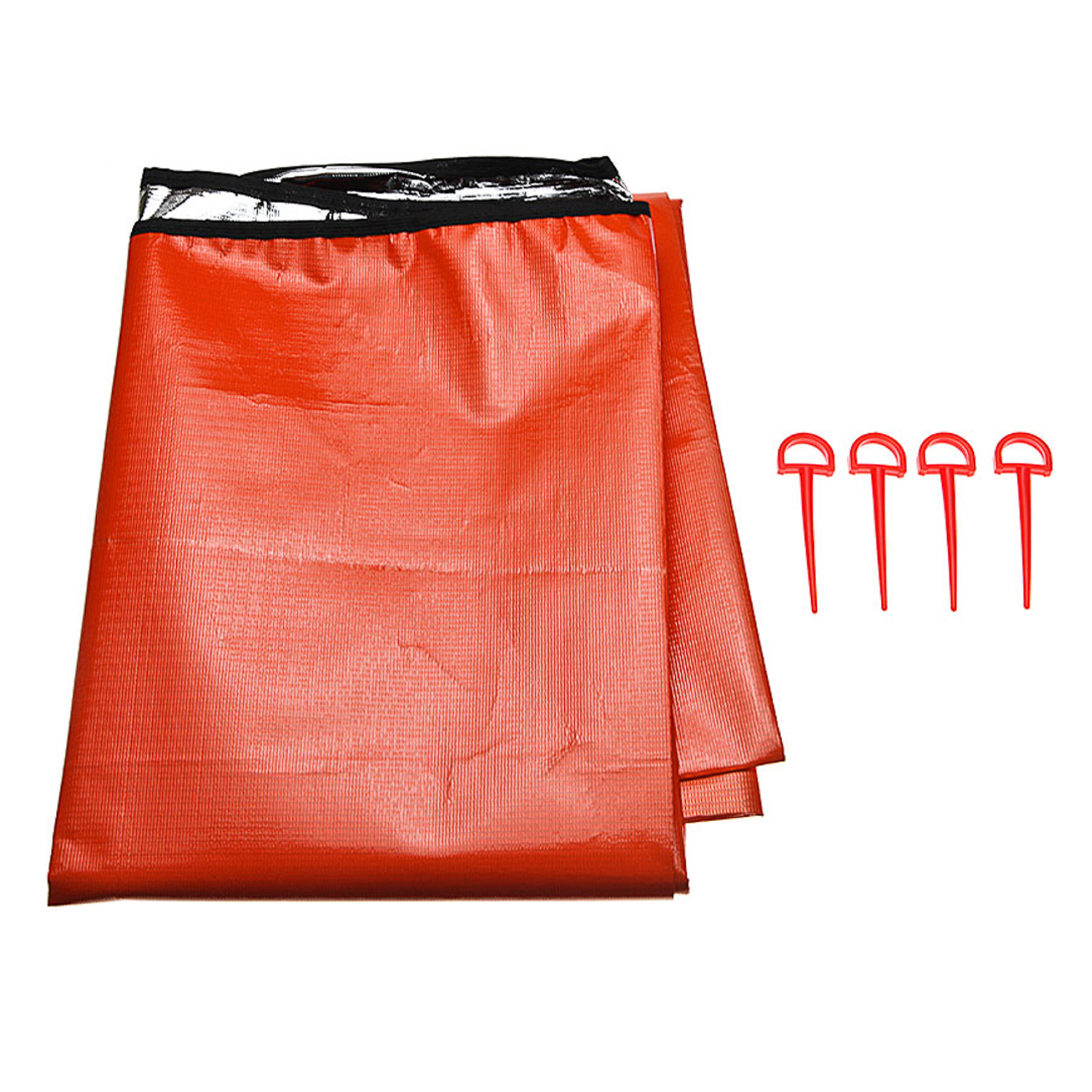 60" x 82" Extra Thick Double Sided Thermal Reflective Blanket with 4 Stales (Bright Orange) 1