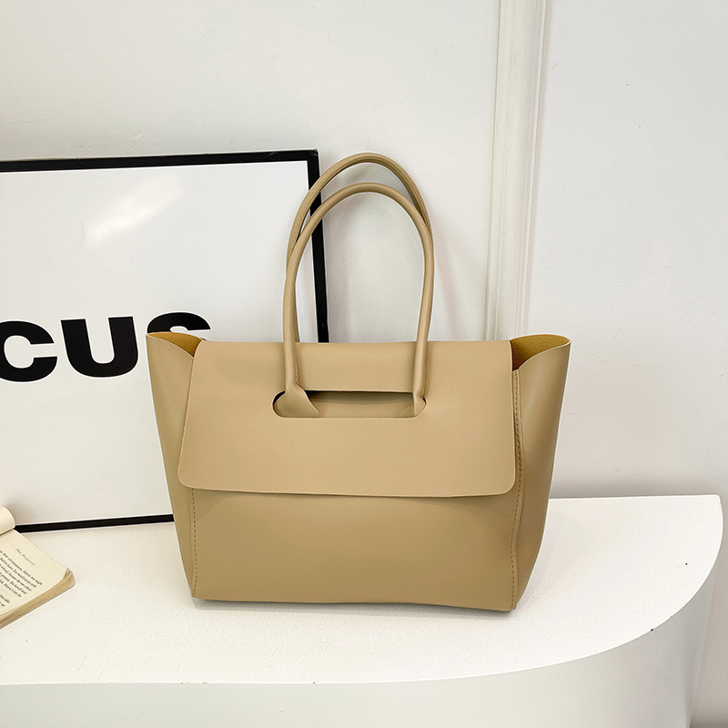 Solid Color Minimalist Pu Leather Tote Bag 6